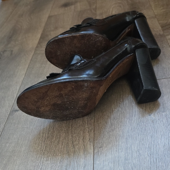 Massimo Dutti - Black Leather Heeled Loafers - Size 39 - Picture 8 of 10